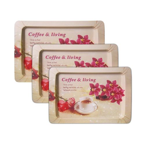 SET 3 CHAROLAS MELAMINA RECTANGULAR ROSA LA REINA DEL HOGAR