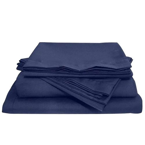 Juego de Sabanas Microfibra Frescas y Antiarrugas Individual Azul Navy Kyuden Home.