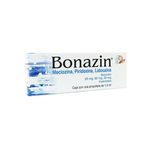 BONAZIN MECLOZINA PIRIDOXINA LIDOCAINA 25 mg/ 50 mg/ 20 mg Solución In