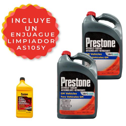 Kit Anticongelante Gm Dex-Dool 50/50 Naranja 1gl (3.78l) Listo para usar con enjuague y Limpiador Para Radiador 10 minutos sistema enfriamiento 650ml