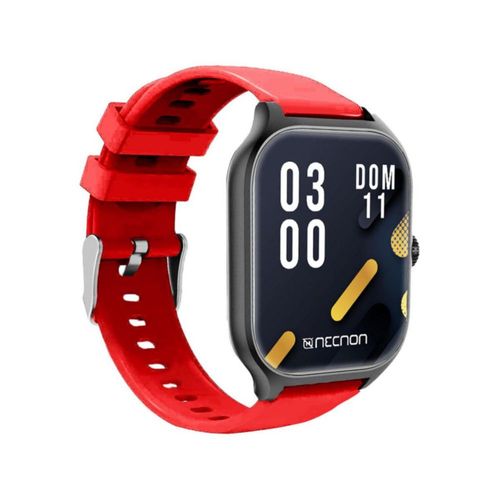 SMARTWATCH NECNOC NSW-101 BLUETOOTH 5.0 IP67 MIDE CALORIAS FC CON VIBRACIÓN MULTIMEDIA FUNCIÓN BUSCAR Y FOTOS A DISTANCIA NEGRO/ROJO