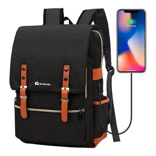 Bluelander Mochila Antirrobo para Laptop, USB, Impermeable, Ajustable. Negro