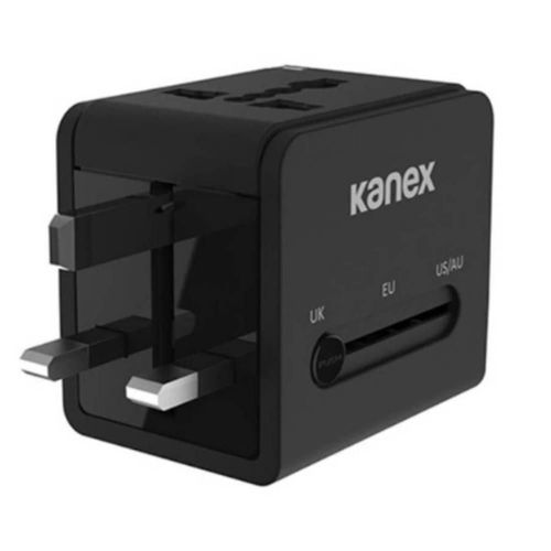 Adaptador de carga universal Kanex para viaje 1 conector 2 USB negro