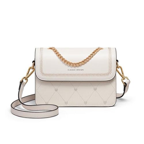 Bolso cruzado Viney de cuero blanco crema para mujer