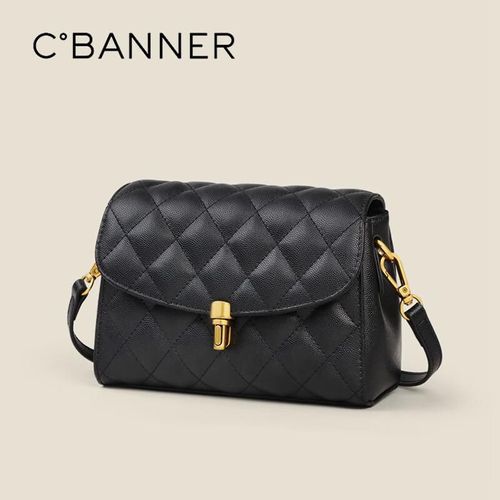 Bolso cruzado C°BANNER de cuero negro para mujer