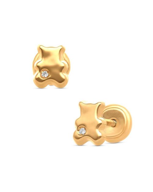Broqueles Oso Oro 14K con 1 pt Diamante PRB-147-A