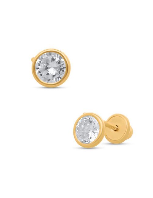 Broqueles De Oro Amarillo 14K Con Zirconias PR-30289-A