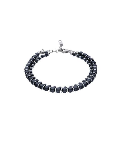 Pulsera de Acero con Cuentas de Hematita para Caballero