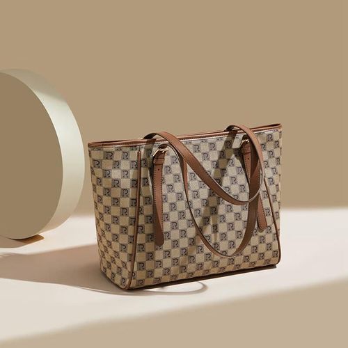 Bolso Tote Libélula Roja grande beige para mujer