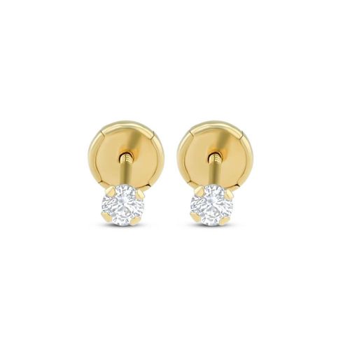 Broqueles De Oro Amarillo 14K Con Zirconias PRB-22-A