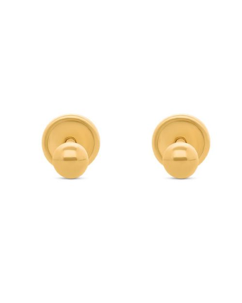 Broqueles De Media Bola En Oro Amarillo 14K  PRB-42-A