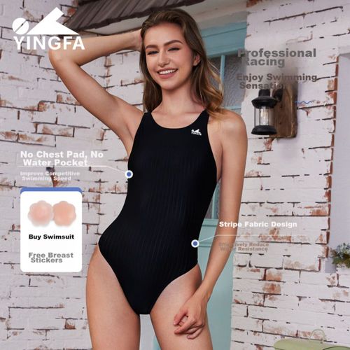 Traje de baño YINGFA 922A para mujer y niña negro azul