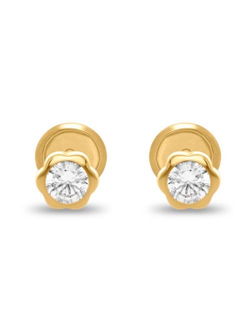 Broqueles Margarita Oro Amarillo 14K Zirconias PRB-69-A