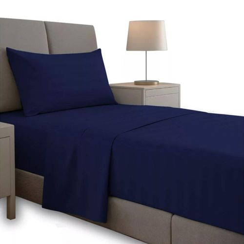 Juego De Sábanas Individual Microfibra Ultra Suave Premium Azul Marino