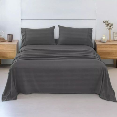 Juego De Sábanas Matrimonial 3000 Hilos Egipcian Premium Gris Oscuro
