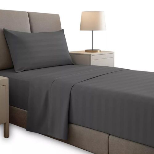 Juego De Sábanas Individual Microfibra Ultra Suave Premium Gris Oscuro