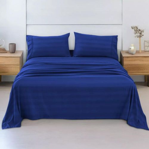 Juego De Sábanas Matrimonial 3000 Hilos Egipcian Premium Azul