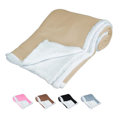 Cobija Súper Suave Cobertor Frazada Sherpa Ligera Matrimonial Beige