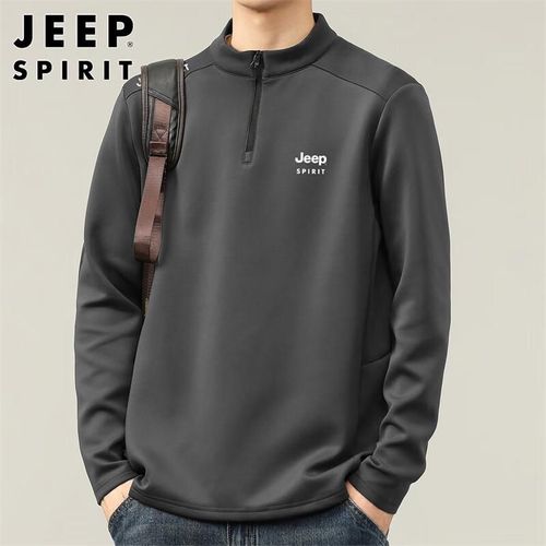 Playera de Manga Larga JEEP SPIRIT Con Sierre Gris Oscuro Para Hombre