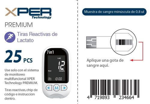 Tiras Reactivas De Lactato Premium para analizador Xper 25 tiras(No incluye equipo)
