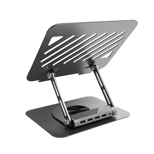 Soporte para Laptop Founder Z4 Max 15.6" Ajustable Gris con HUB USB 360°