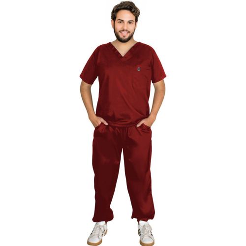 Pijama Quirurjica Uniforme Medico Hombre Jogger Clinico Rojo Nanofort