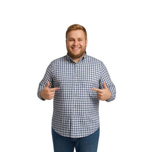 Camisa Big Kong Cuadros Azul Marino Hombre Talla Grande