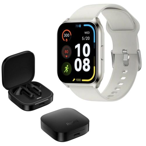 Xiaomi Redmi Buds 6 Active NEGRO + Smartwatch Filwans GTS Mini BLANCO