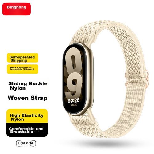 Correa de Pulsera Binghong Nylon para Xiaomi Band 8/9 Oro Claro