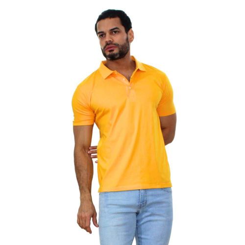 PLAYERA POLO AMARRILO LISA REFLEJANTE EN LA MANGA