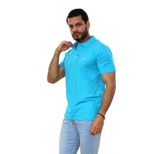 PLAYERA POLO AZUL LISA ESCUDO AF