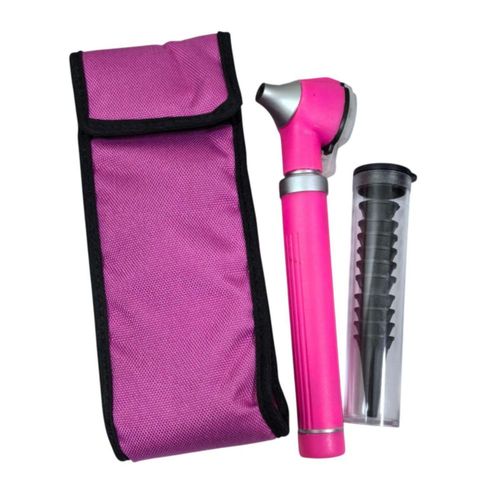 Otoscopio Medico Con Luz Led Y Fibra Optica Con Estuche Rosa