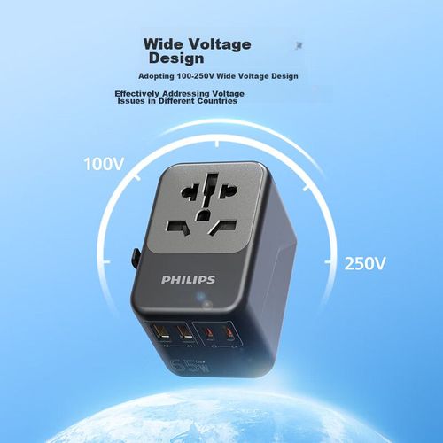 Adaptador Tipo AC PHILIPS 1008B  de Viaje Enchufe Multiple Salida Multiple