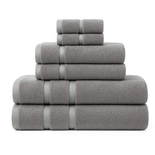 Juego de 6 Toallas de Microfibra Suaves y Absorbentes Gris | Cuerpo, Manos y Facial | Kyuden Home