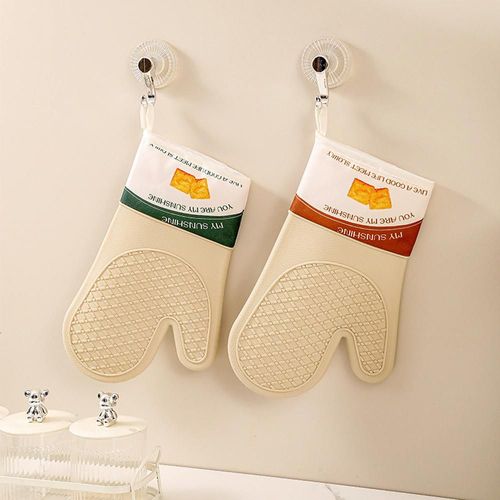 Guantes de cocina de silicona para horno, guantes de mano resistentes al calor, guantes aislantes gruesos para uso doméstico,hogaway