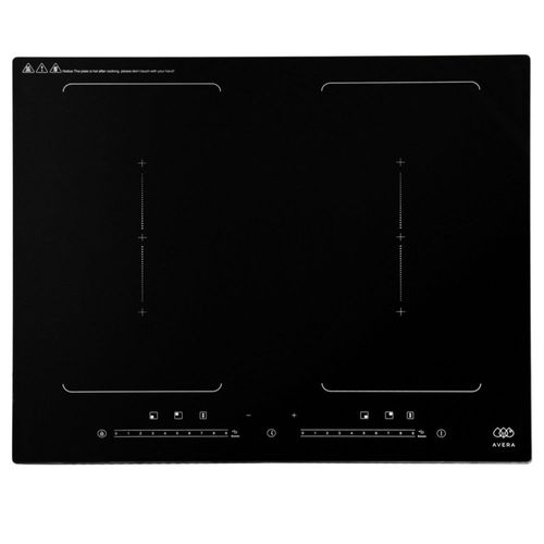 Parrilla de Inducción 4 quemadores Vindrio Cerámico 2 Zonas Flex y Funcion Booster 7000 a 8000 W, 9 niveles de temperatura AVERA PIVF2
