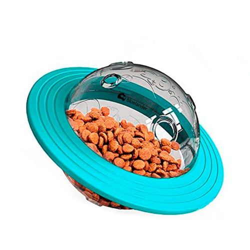 Plato Juguete Bluelander para Perro y Gato, Diseño Planeta, Dispensador de Premios Comida o Croquetas, Antiestres.
