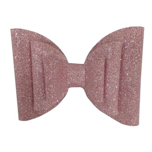 Broche Con Moño Para Cabello Glitter Panal Rosa
