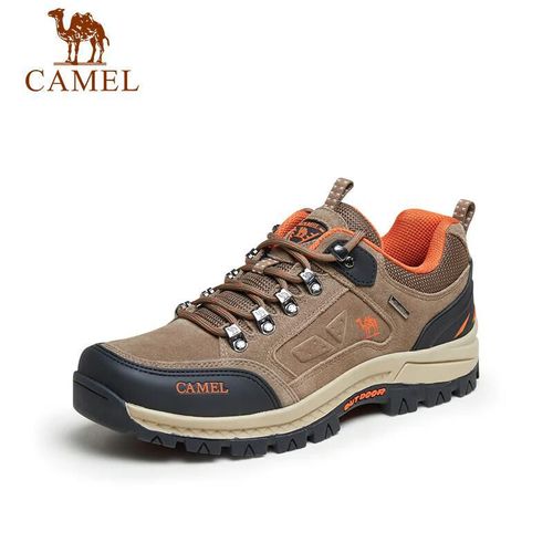 Tenis de trekking CAMEL A632026925 de cuero de gamuza Caqui/naranja para hombre