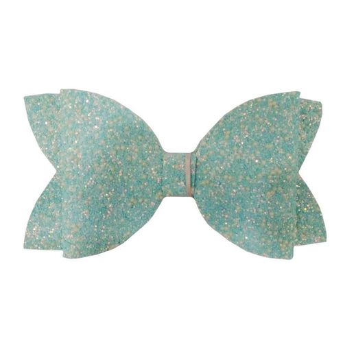 Broche Con Moño Para Cabello Glitter Dots Celeste