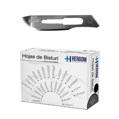 Hojas P/ Bisturí No. 20 Acero Inoxidable 100 Piezas Hergom