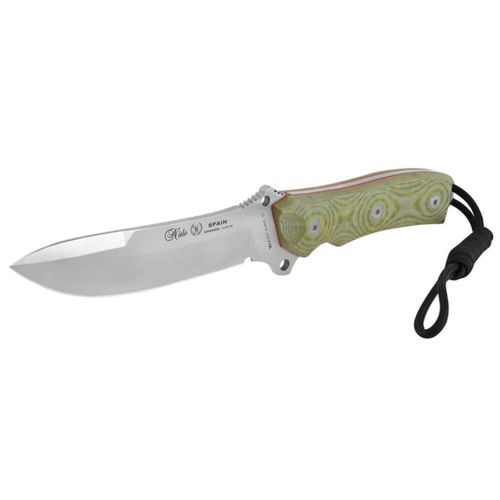 Cuchillo "Warfare" marca Miguel Nieto, táctico y supervivencia, con funda de cuero, acero vanadio, dureza 1.4116