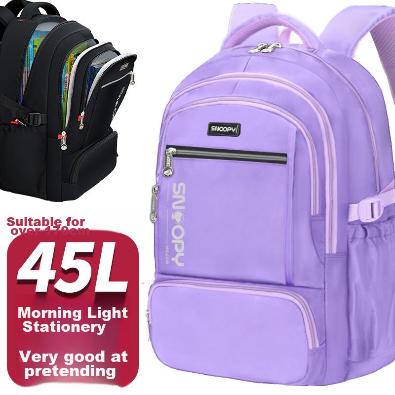 Mochila Snoopy 45L de material Oxford Morado para adolescente