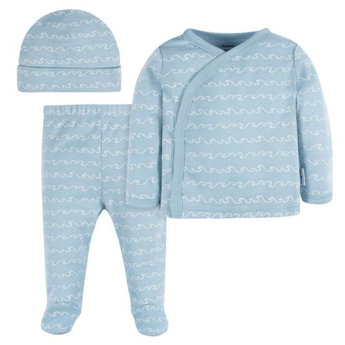 Conjunto Gerber azul 3 piezas bebé recién nacido algodón