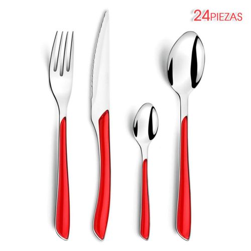 Juego De Cubiertos 24 Piezas Varadero - Rojo