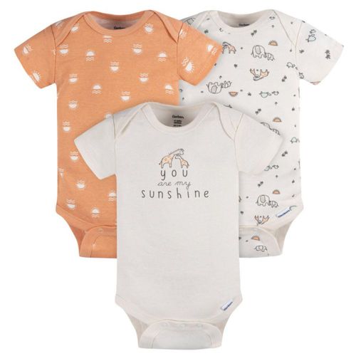 Pañalero Gerber 3 piezas blanco naranja body bebé conjunto