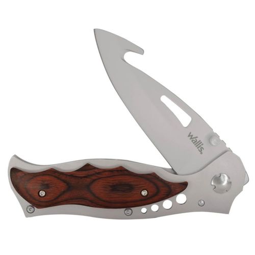 Navaja de bloqueo Wallis modelo K901127, con mango tipo madera con clip, acero inoxidable, dureza 48-52