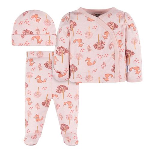 Conjunto Gerber para bebé 3 piezas algodón rosa 0 a 6 meses