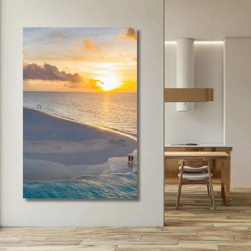 Cuadro Decorativo Paisaje Playa 143cm X 89cm Marco Madera