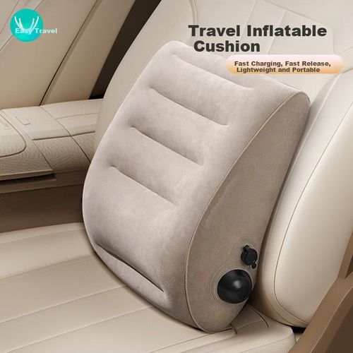 Cojín Lumbar Inflable Portátil de Tela de Terciopelo